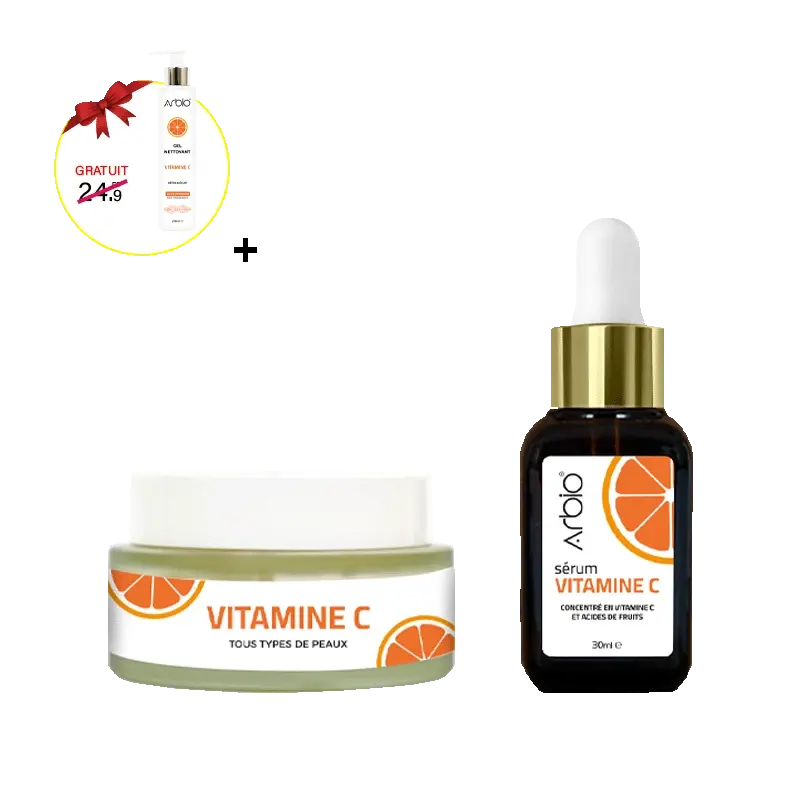 Crème DE NUIT + Sérum VITAMINE C + GEL NETTOYANT VITAMINE C gratuit