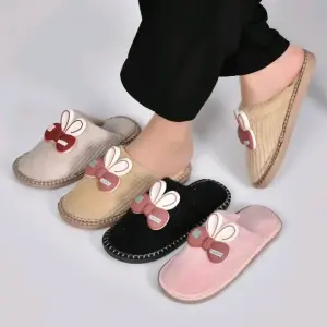 Pantoufles Femme Mules Douces Hiver Lapin Tendance