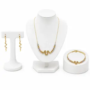 Parure Femme Serpina Dorée – Collier, Bracelet & Boucles d’Oreilles Serpent